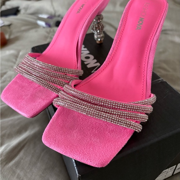 Fashion Nova Shoes - Hot Pink Rhinestone Heels